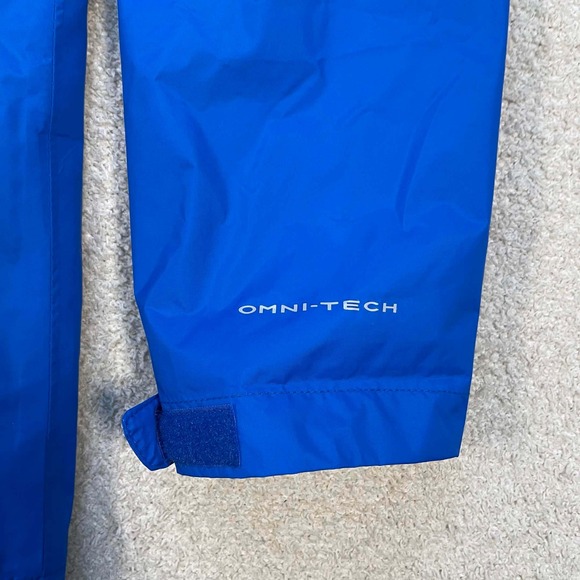 Columbia XL Omni-Tech Rain Jacket Blue Hooded Waterproof Shell Zip Up - Picture 4 of 12